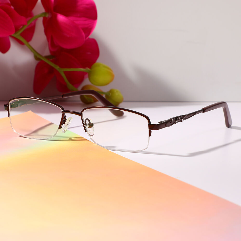 Salome Rectangle Brown Glasses