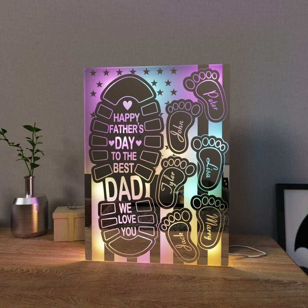 Personalized Mirror Lamp Customized Feet Name Cute Father's Day Gift