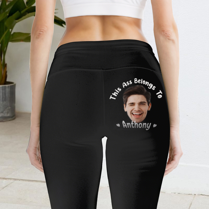 Leggings personalizzati Questo appartiene a te Foto personalizzata Design divertente Regalo per la moglie innamorata