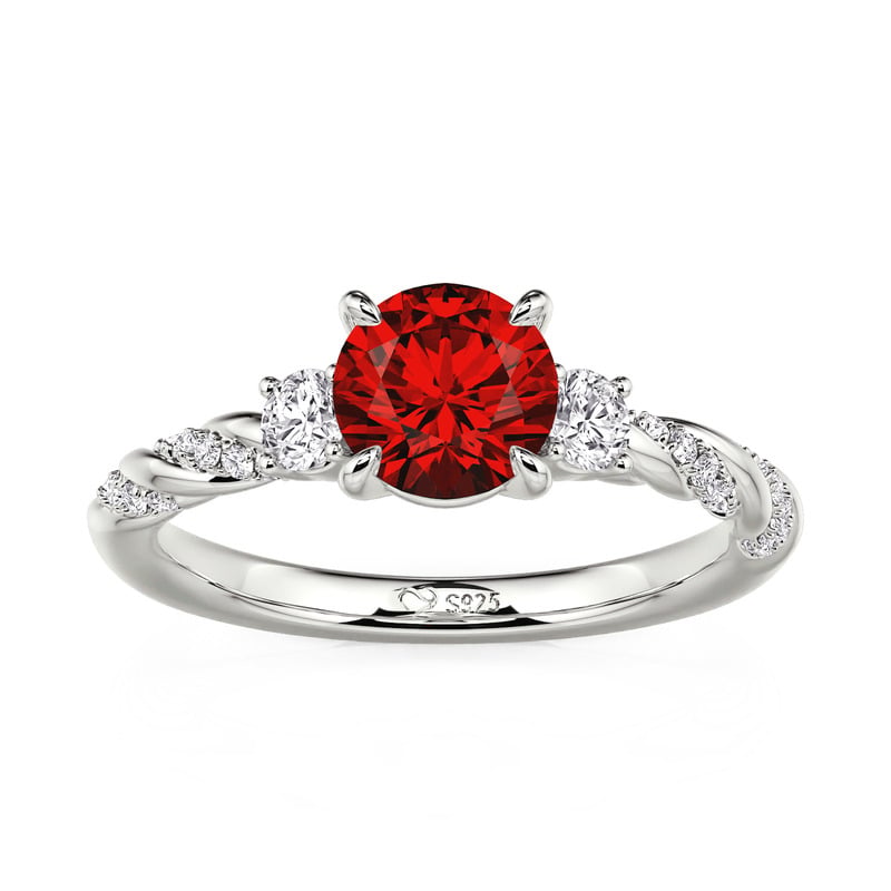 Jeulia Custom Three Stone Twisted Birthstone Engagement Ring