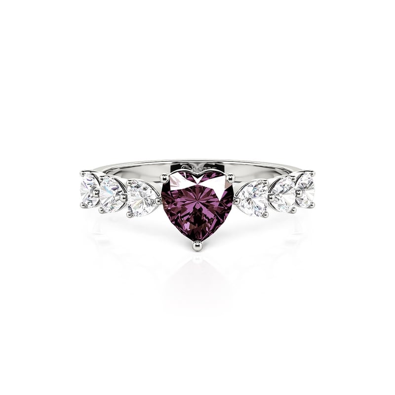 Jeulia Custom Heart Promise Ring with Birthstone Sterling Silver
