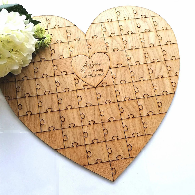 ハート型 文字入れ ウエルカムボード 結婚式 パズル 木製 カスタマイズ