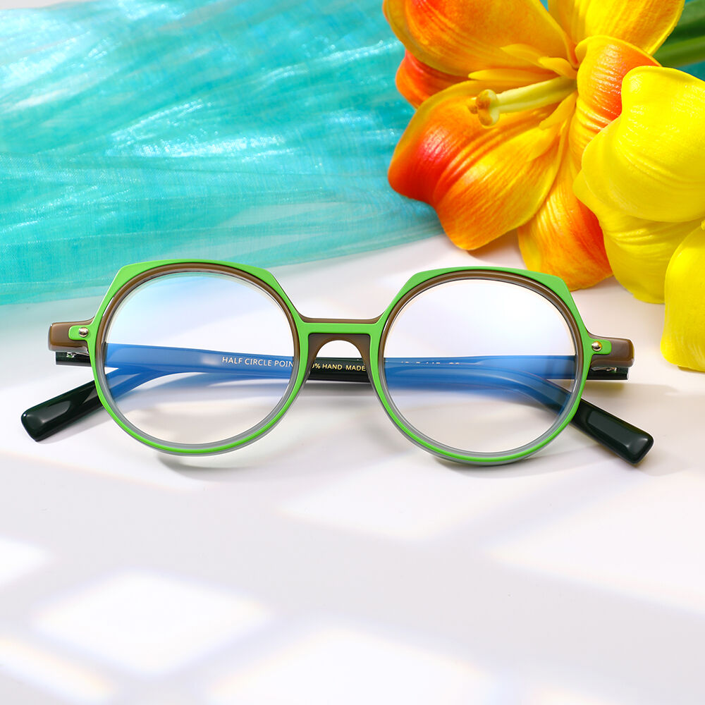 Pene Round Green Glasses