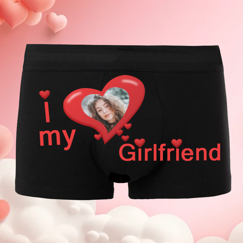 Personlig bild herrunderkläder Boxer Briefs Kreativ gåva till pojkvän "Jag älskar min flickvän"