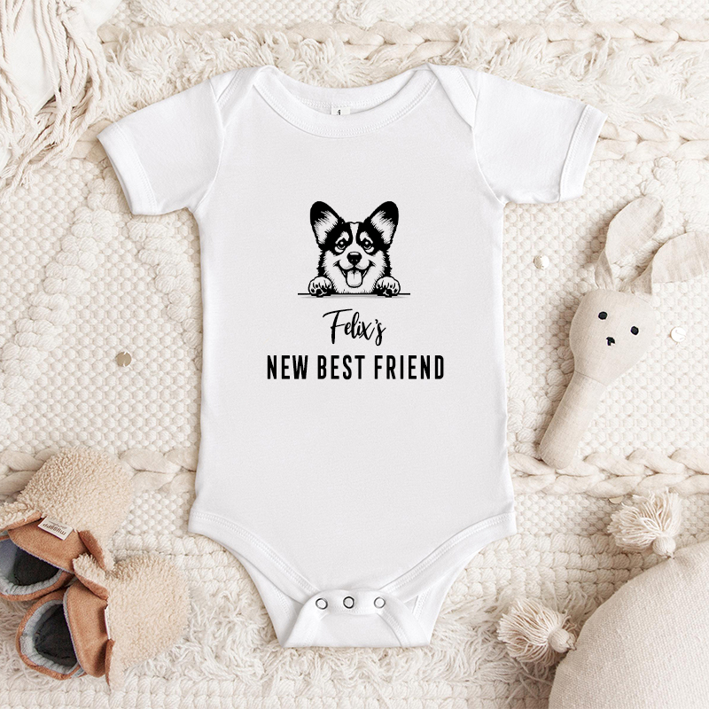 カスタマイズ 犬 猫 ペット 名入れ ベビー 肌着 ロンパース 半袖 綿 100％ 男女兼用