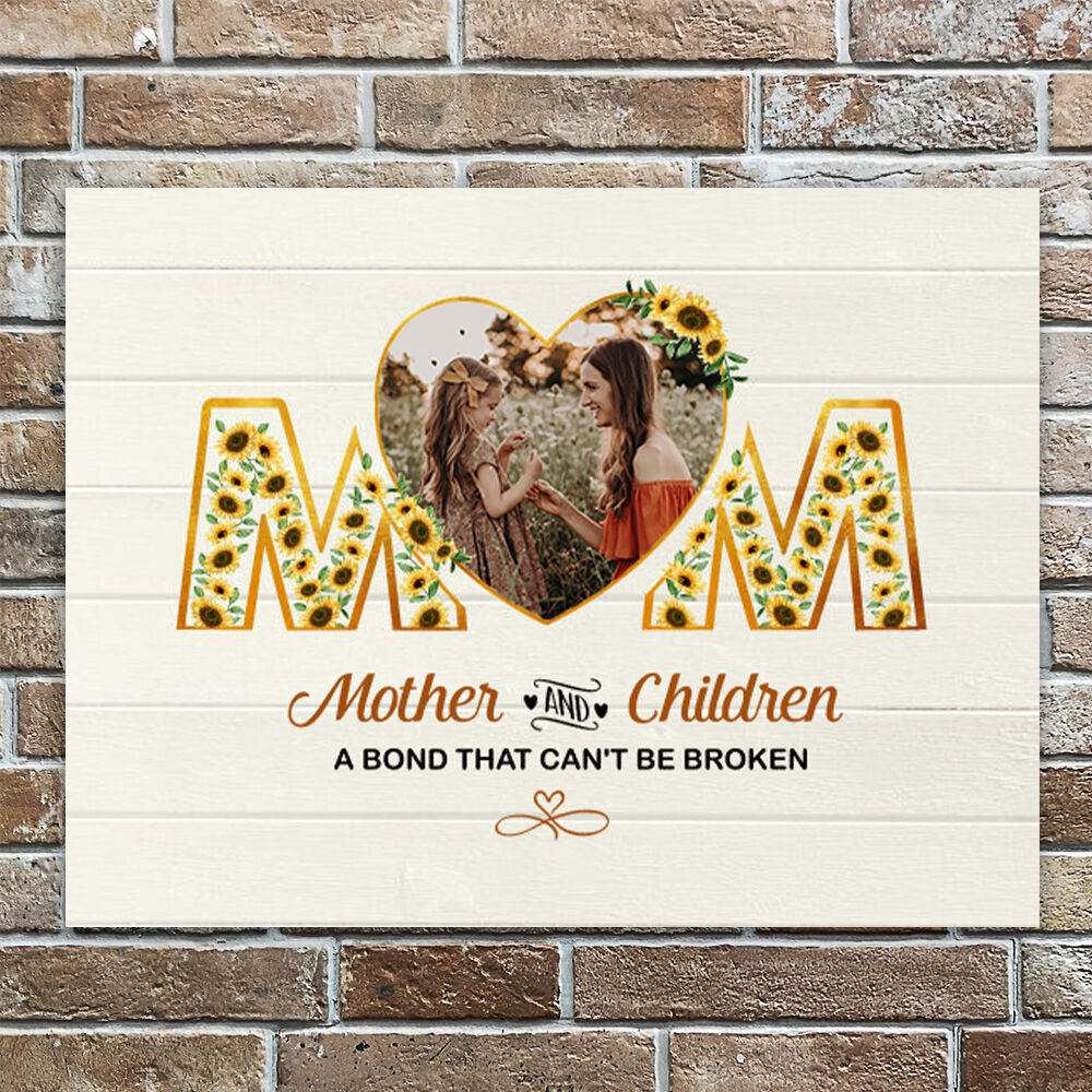 Personalized Picture Canvas Wall Art with Yellow Flowers Pattern Unique Gift for Mom