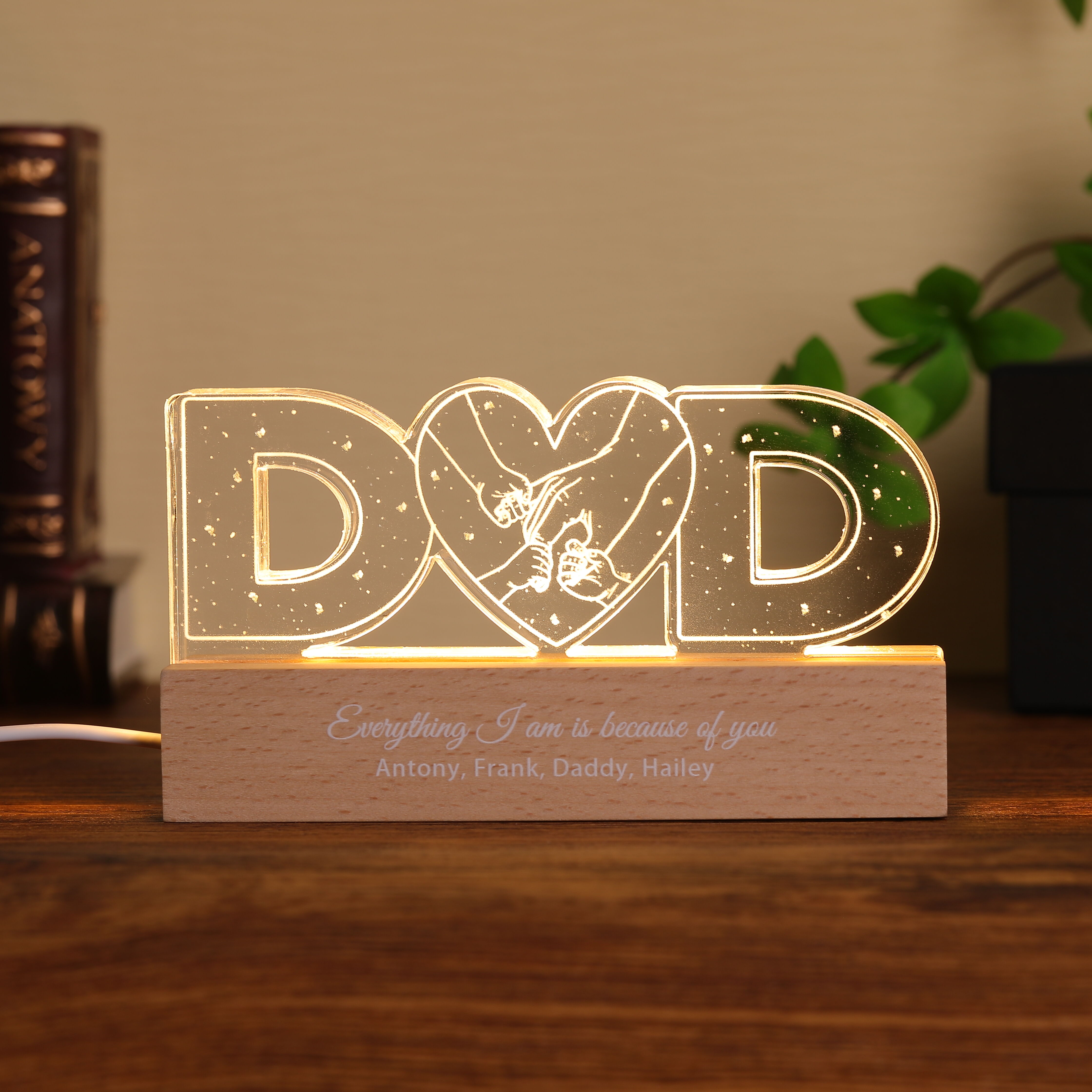 Spersonalizowana lampka nocna z wzorem pięści Kreatywny prezent dla taty