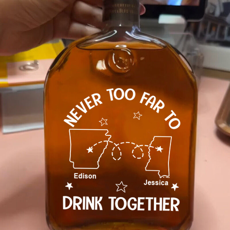 Personalized Name Whiskey Bottle with Country Outline Pattern Best Gift for Friends