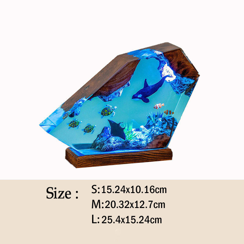 シャチ ウミガメ 幻想的 樹脂 ウッド デスク ライト