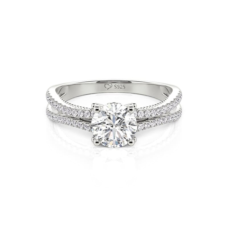 Jeulia Custom Birthstone Promise Ring Split Shank Pavé
