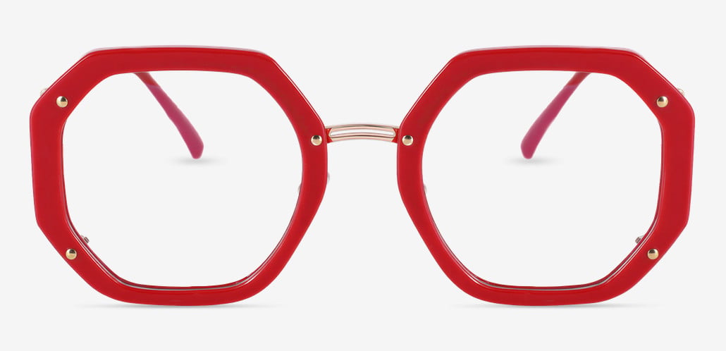 Megre Lunettes Géométriques Rouges