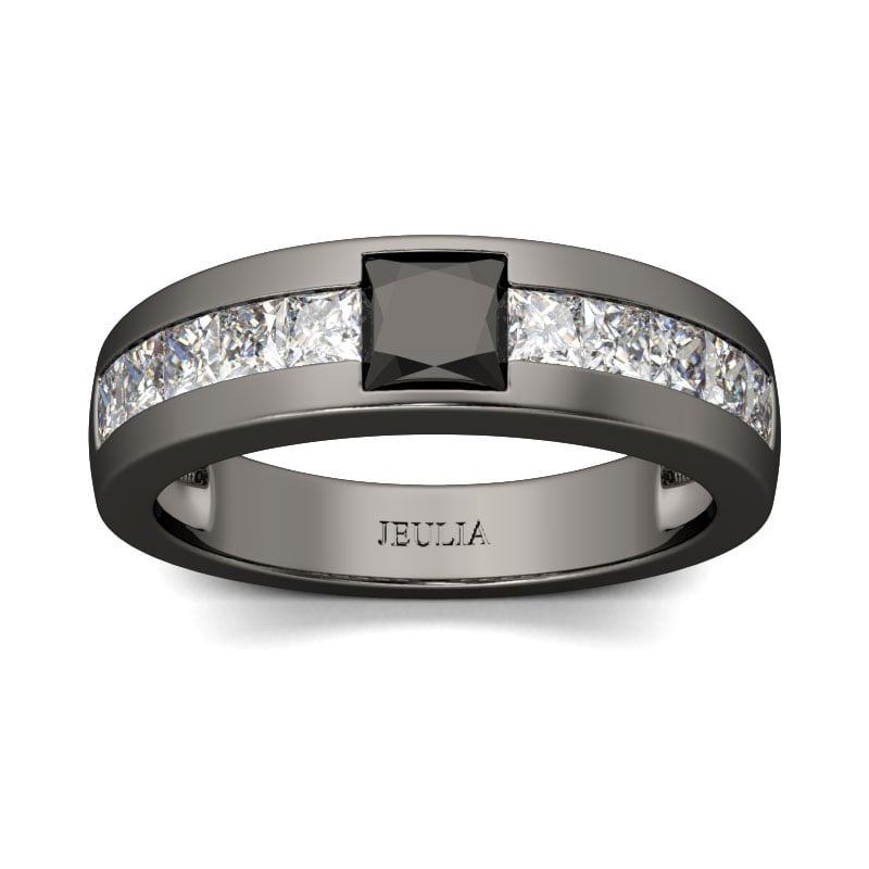 Cool Black Tone Wedding Bands for men in Princess Cut Sterling Silver