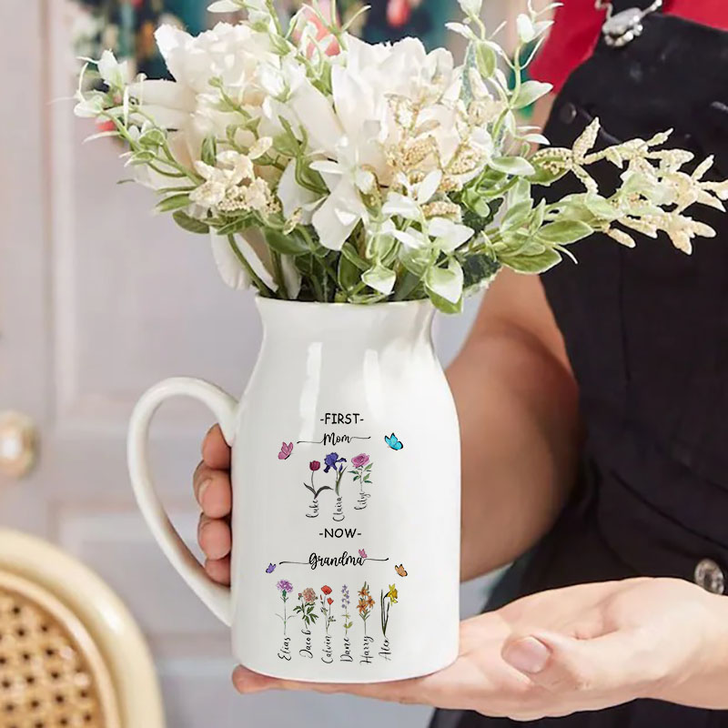 Personalized Name Flower Vase with Cute Butterflies Best Mother's Day Gift