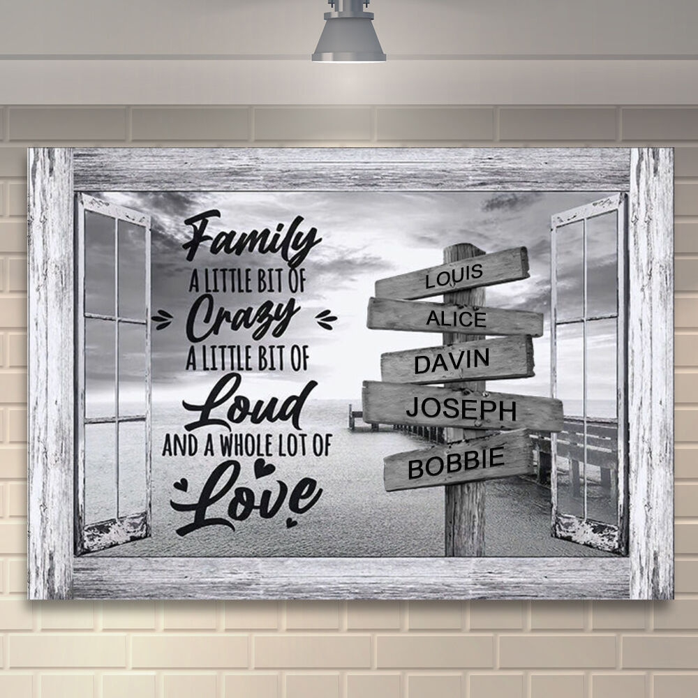 Personalized Name Canvas Wall Art with Windows Pattern Best Gift for Family