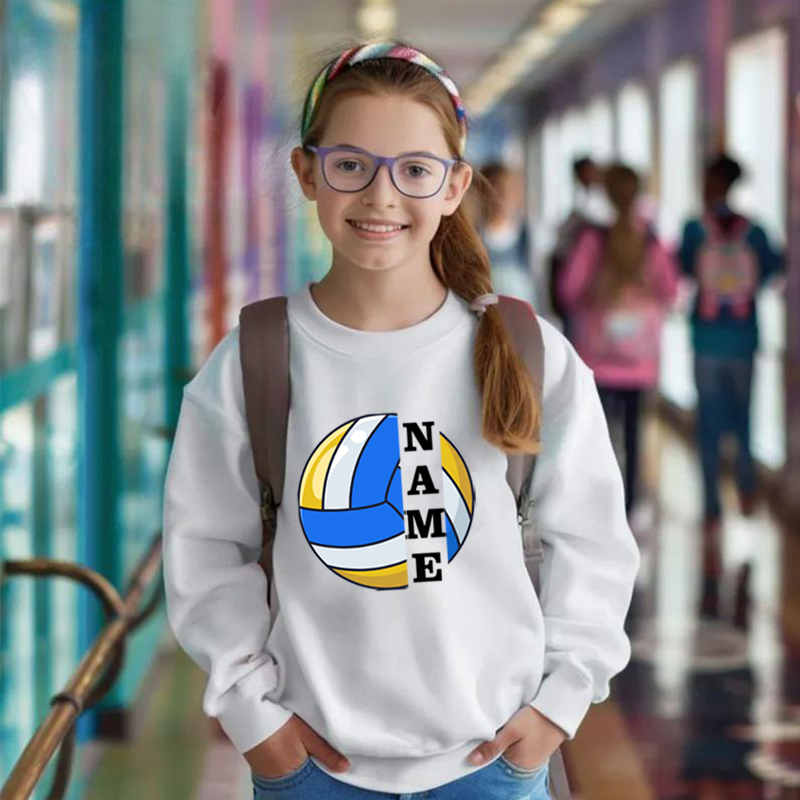 Felpe personalizzate per bambini con etichette personalizzate e grafica della pallavolo per i fanatici dello sport