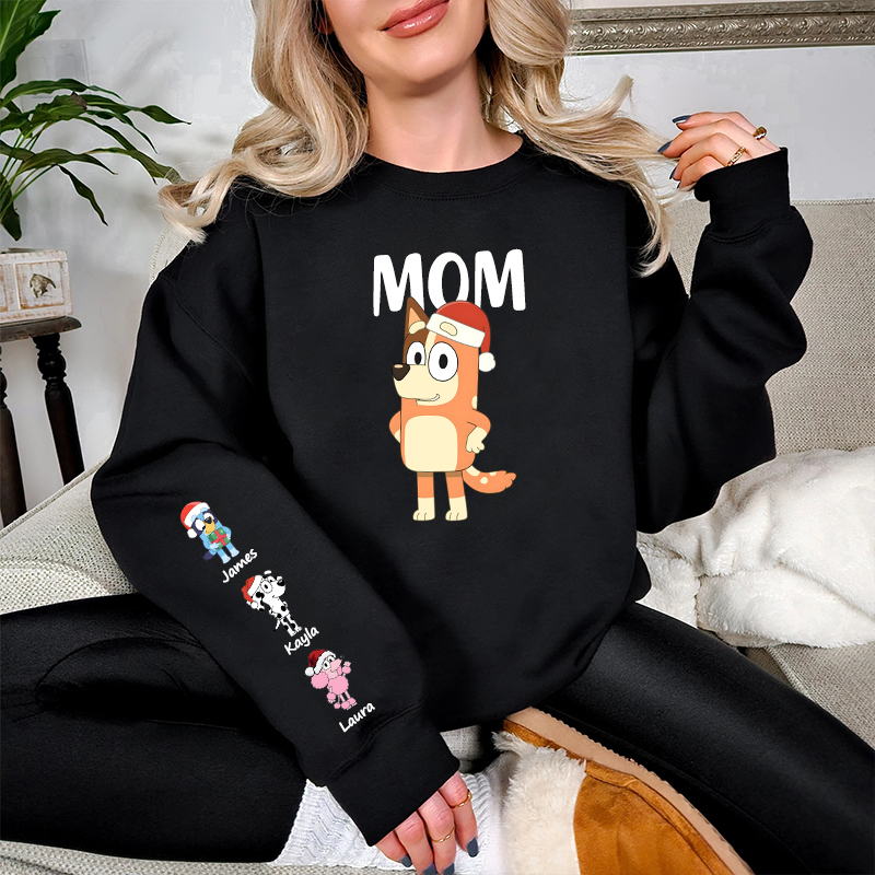 Personalized Sweatshirt Custom Dog Mama Cartoon Pattern Christmas Design Perfect Gift for Mom