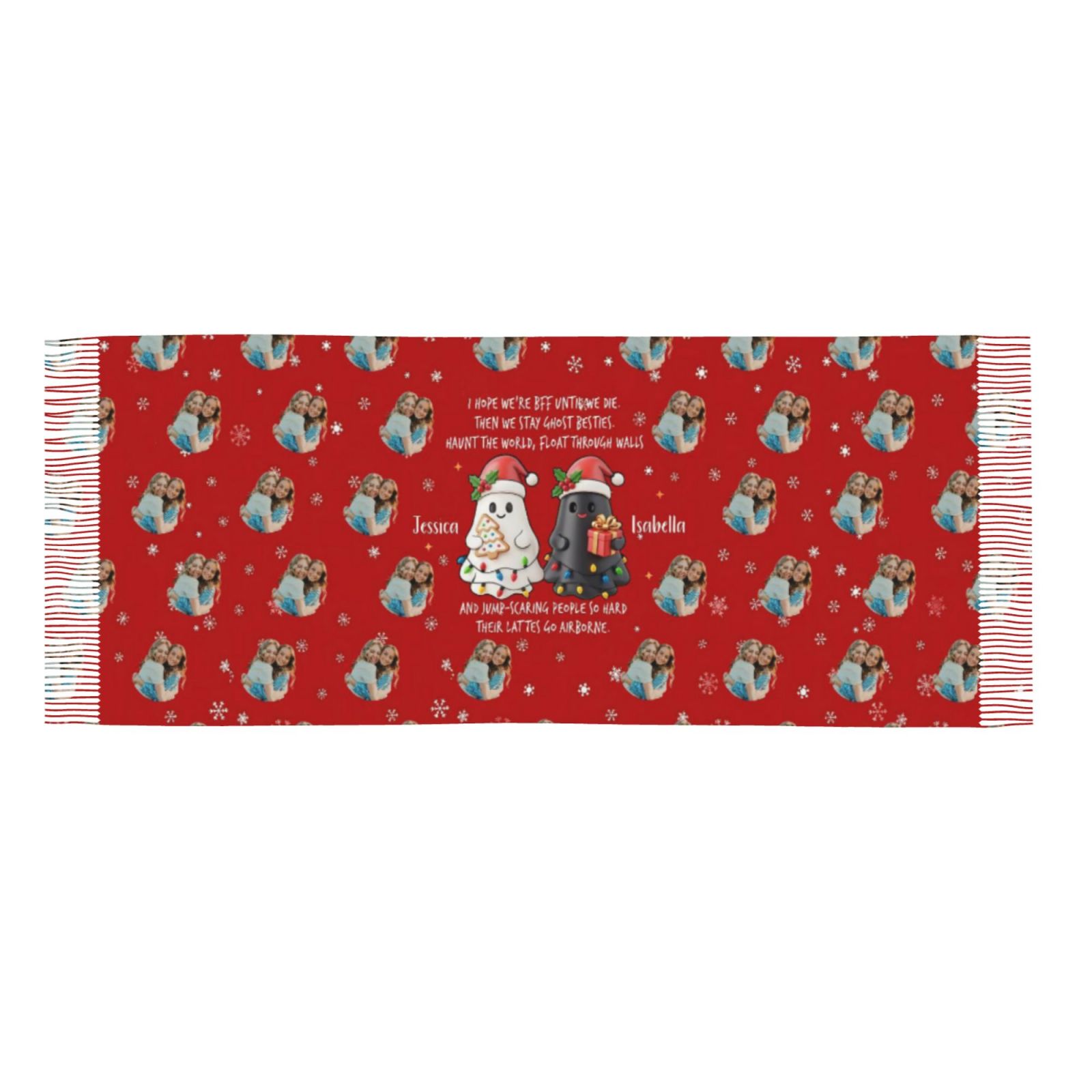 Gepersonaliseerde sjaal met naam en foto Kerstcadeaus voor je beste vriend