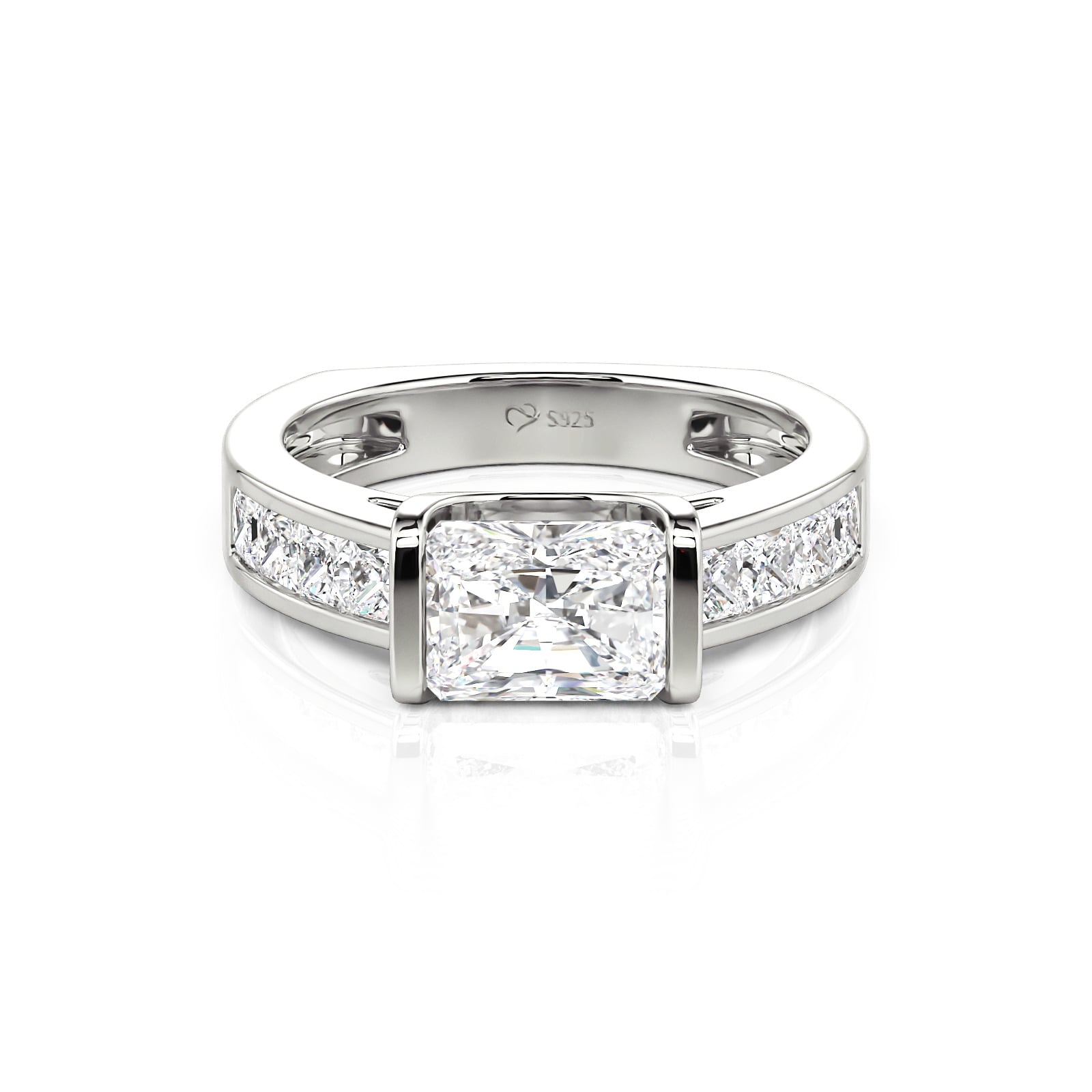 Jeulia Classic Radiant Cut Sterling Silver Ring