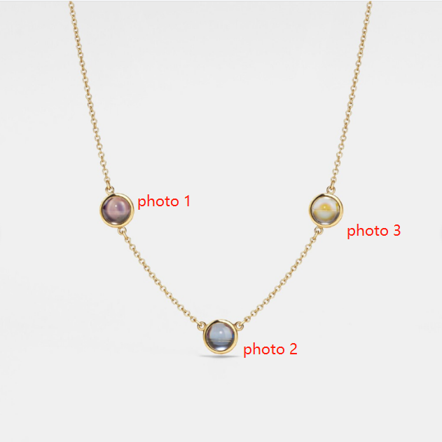 Personalized Projection Picture Necklace Customized Three Photos Exquisite Gift For Christmas