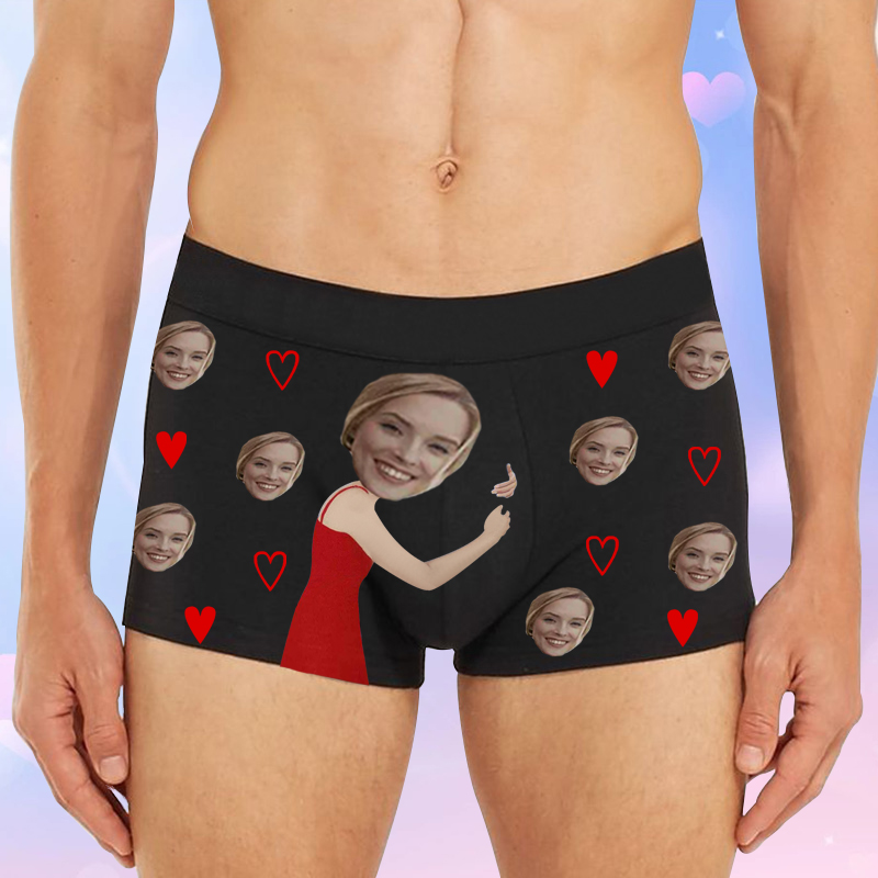 Calzoncillos tipo bóxer para hombre con foto personalizada y estampado de corazón, el mejor regalo para el día de San Valentín