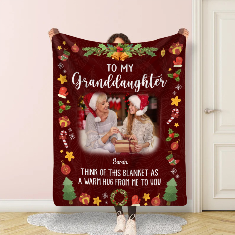 メッセージ入り 写真入り クリスマス ブランケット オリジナル