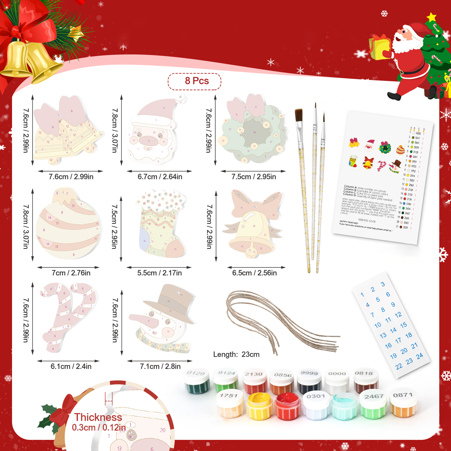 DIY-Weihnachtsbaumschmuck-Set mit Weihnachtsmann Schönes Geschenk für Kinder