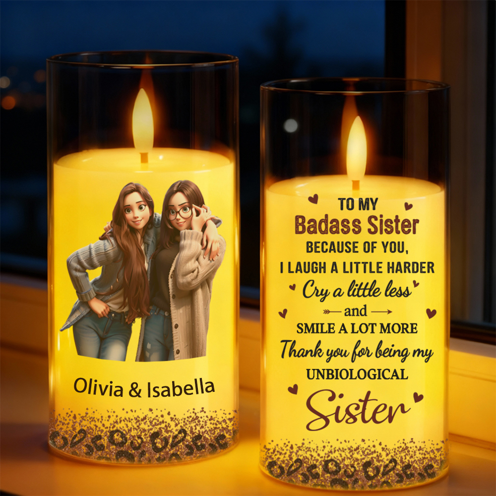 Personalized LED Candle Holders with Cartoon Photo Creative Lights Birthday Gift for Bestie