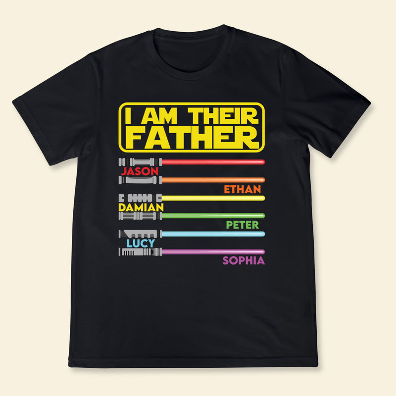 Personalized T-shirt I'm Their Father Lightsaber Pattern Custom Names Design Attractive Gift for Dear Dad