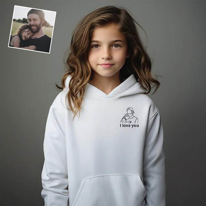 Personalized Kids Embroidered Hoodie Custom Outline Drawing Warm Gift For Kids