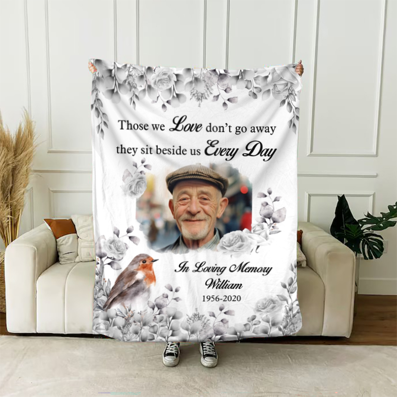 Personalized Picture Blanket with Leaves Pattern Simple Present for Family