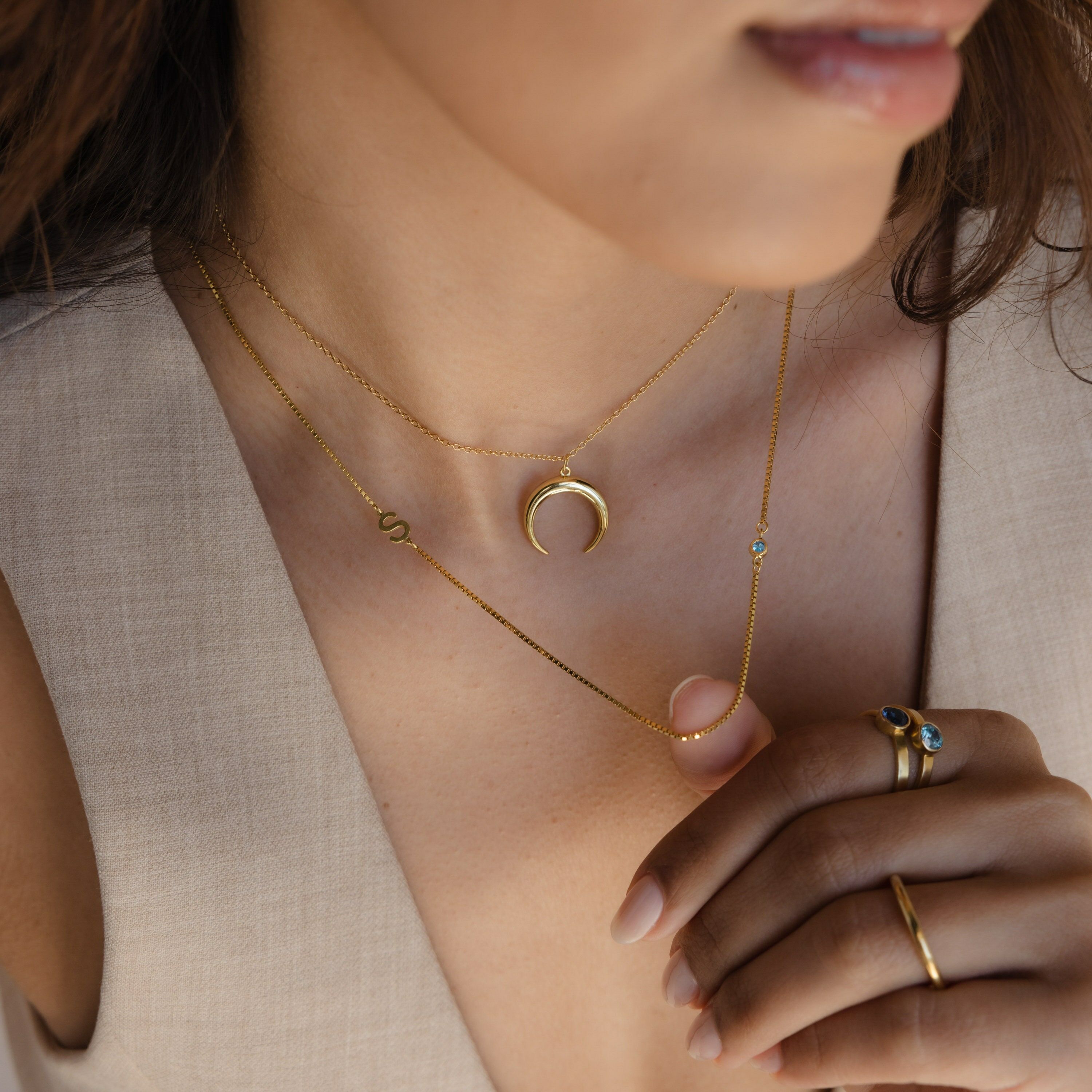 Personalized Letter Necklace With Stones Birthday Gift For Mother