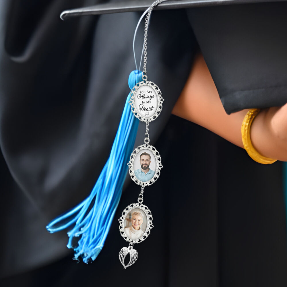 "You Are Always in My Hear" Personalized Graduation Tassel Photo Charm Memorial Gift for Loved Ones