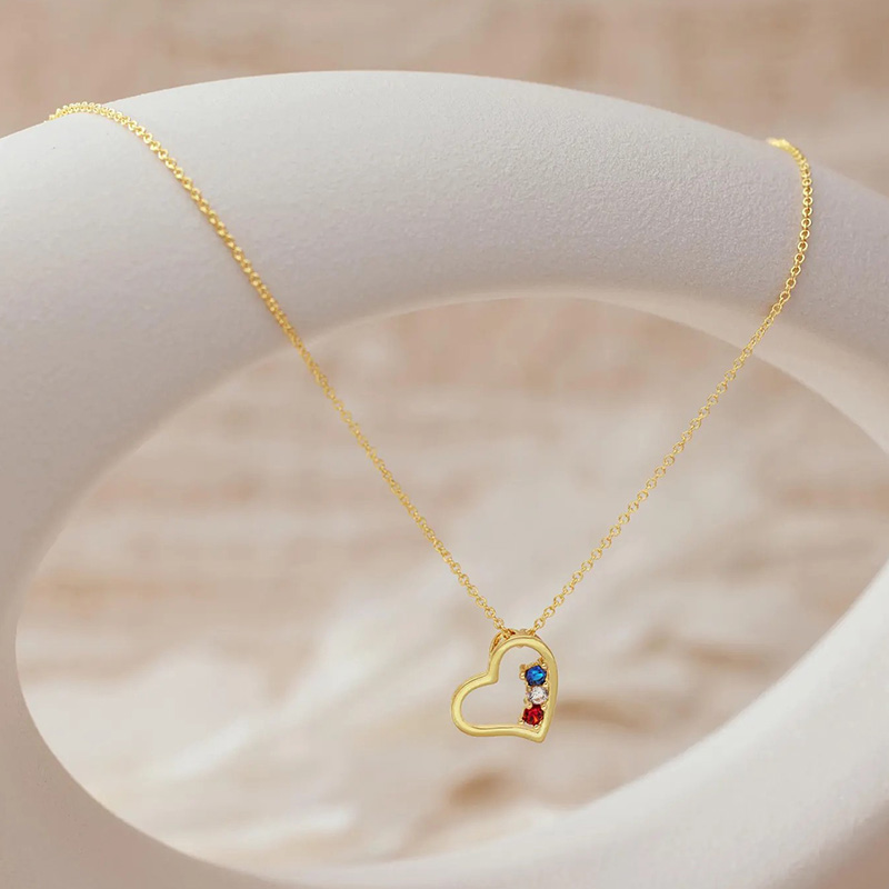 Personalized Heart Shaped Birthstone Necklace Beautiful Gift for Wife