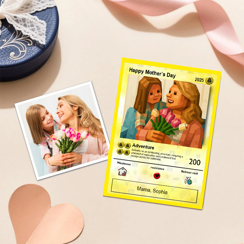 Tarjeta personalizada con foto y nombre personalizado: el mejor regalo para el Día de la Madre.