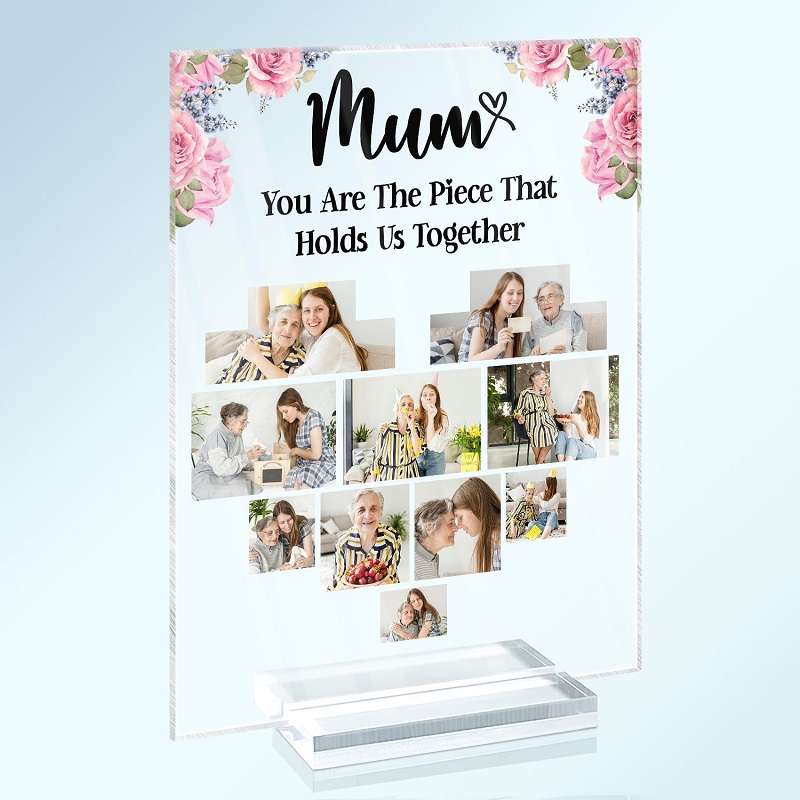 Personalized Acrylic Plaque Custom Heart Shaped Photos Perfect Gift for Mother's Day