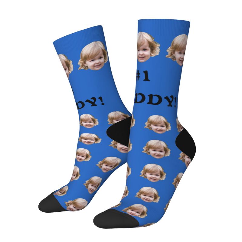 Personalized Face Socks with Child Photos Added as a Father's Day Gift