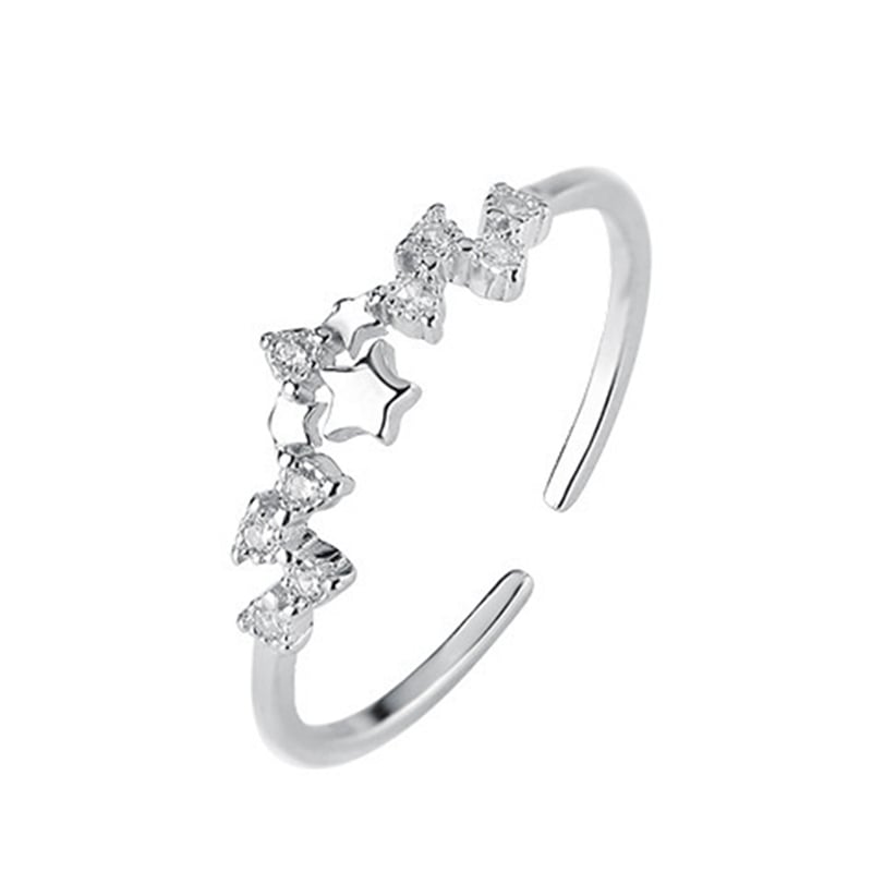 Jeulia "A Starry Sky" Star Sterling Silver Open Ring