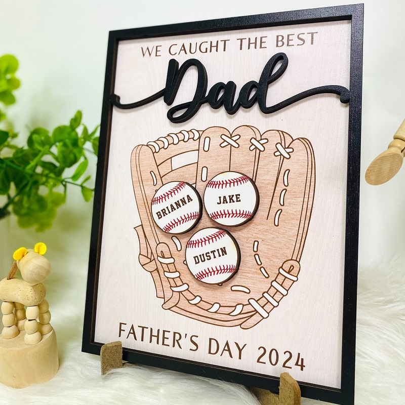 Personalized Frame We Caught The Best Dad Baseball Glove Creative Design Perfect Father's Day Gift