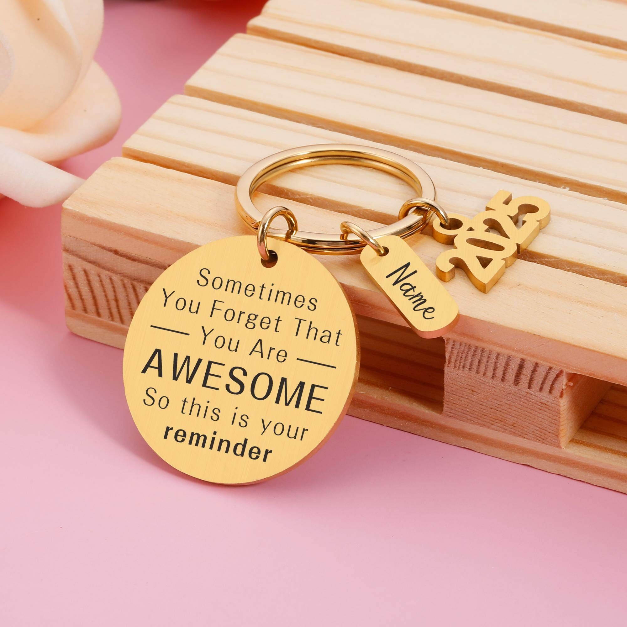 Personalized Round Keychain Custom Made with Name and Year Graduation Gift for Classmates