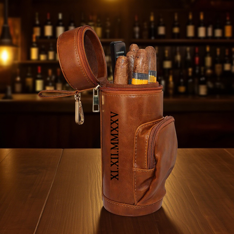 Personalized Cigar Humidor Case Custom Roman Numeral Date Unique Anniversary Gift for Cigar Aficionado
