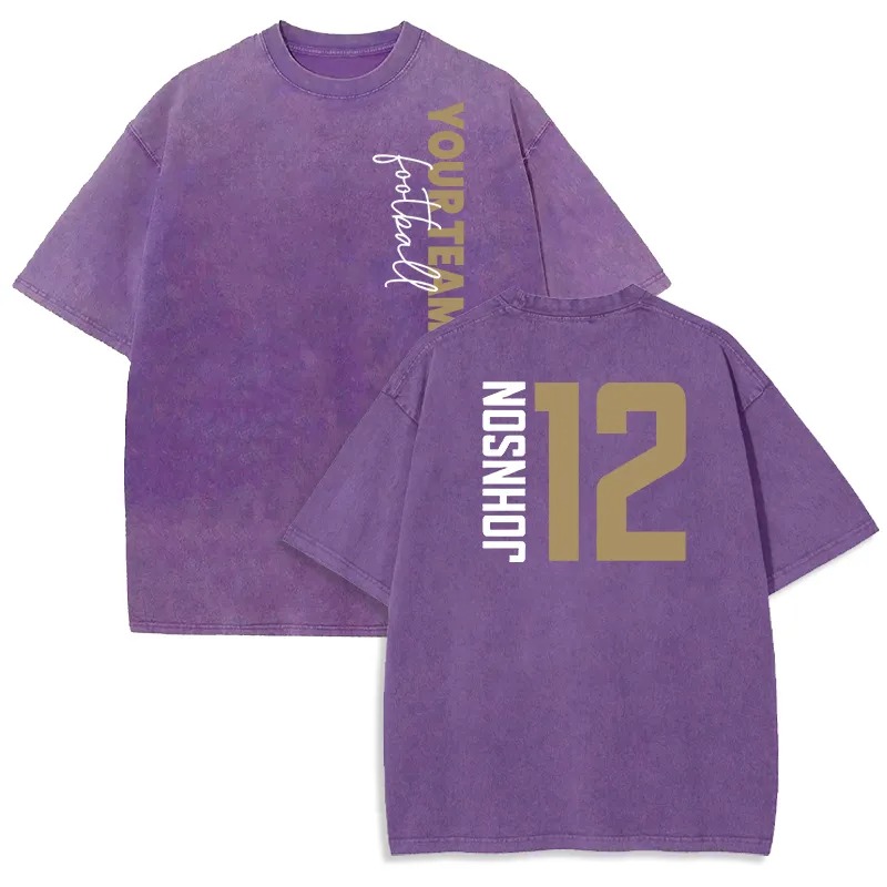 Personalized Washed T-shirt Custom Team Name and Player Message Unisex Design Gift for Sports Lover