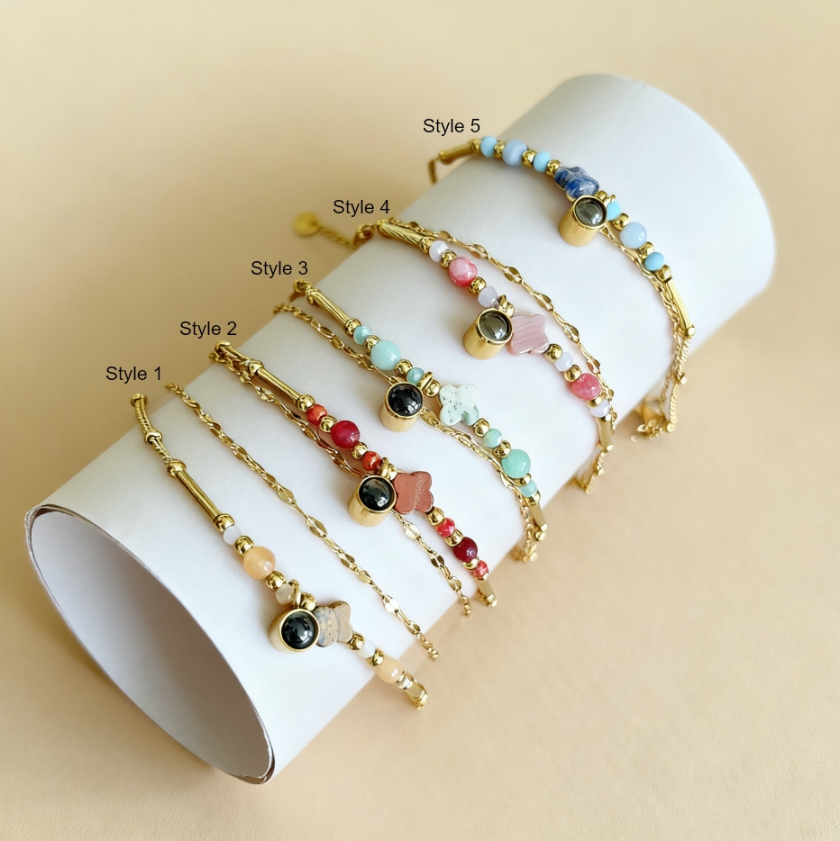 Personalized Colorful Stone Projection Picture Bracelet Simple Gift for Girls