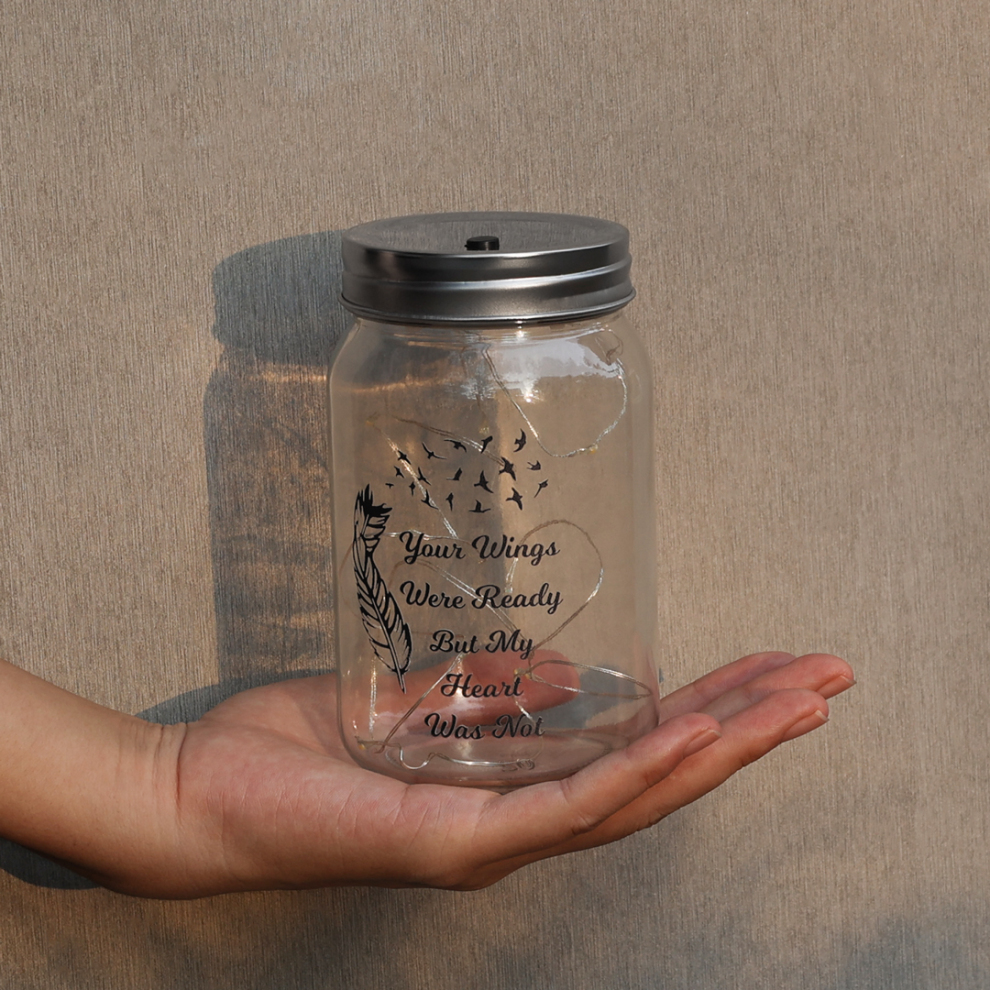 Custom Memorial Jar Night Light Solar-Powered Wishing Bottle Christmas Ornament for Family