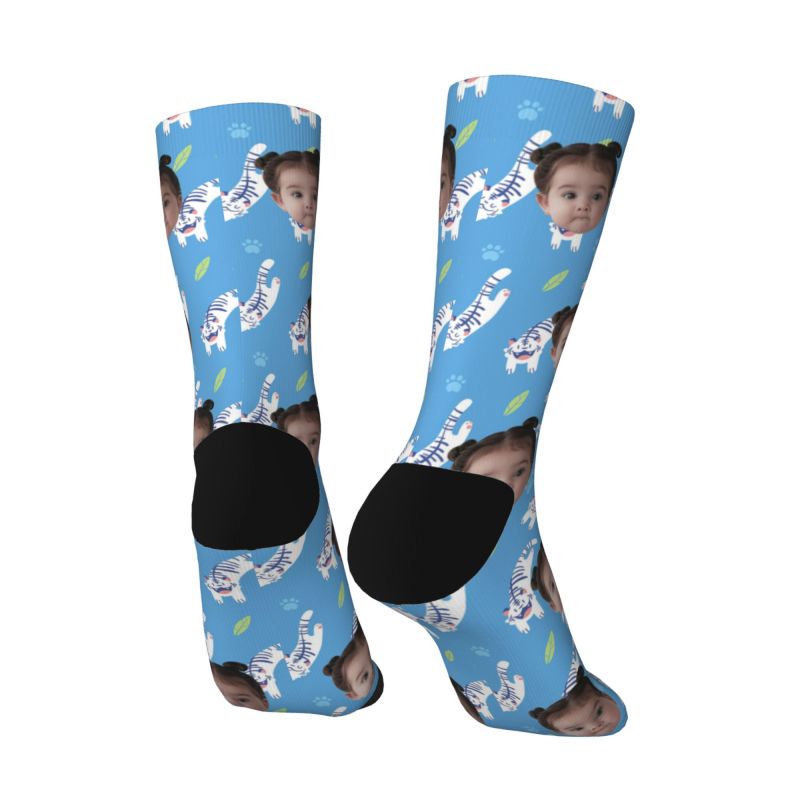 Calcetines faciales personalizados impresos con fotos infantiles para padre