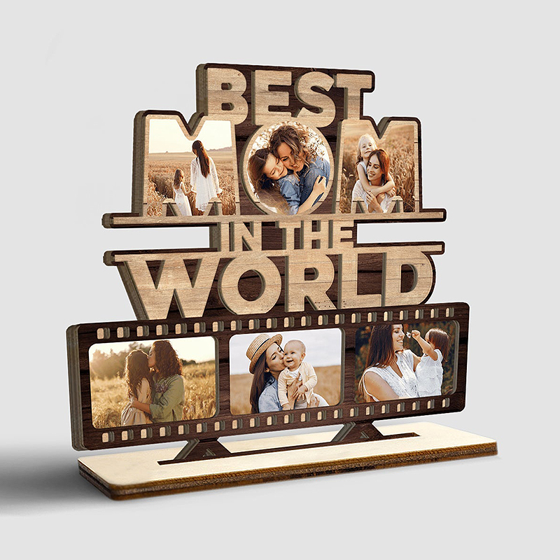Personalized Picture Frame Best Mom In The World with Film Design Creative Gift for Mother's Day