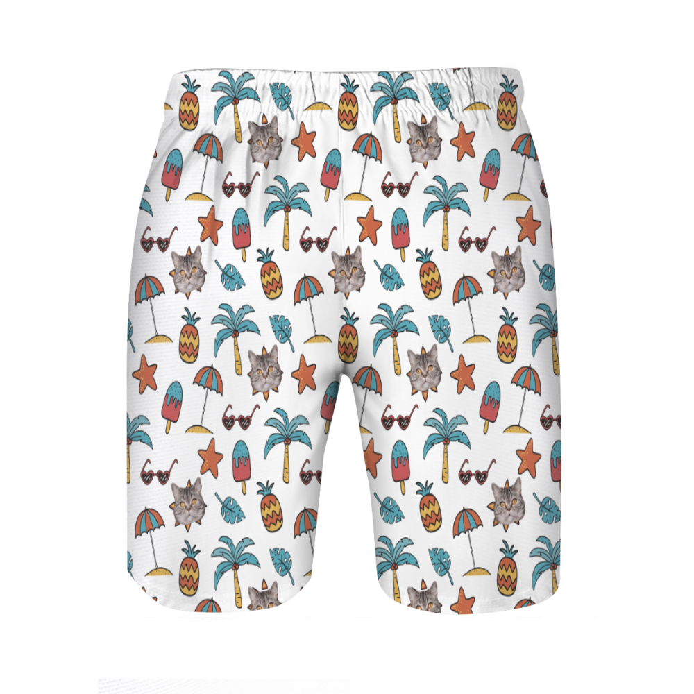 Gepersonaliseerde foto strandshort voor heren met sterpatroon Leuk cadeau voor broer