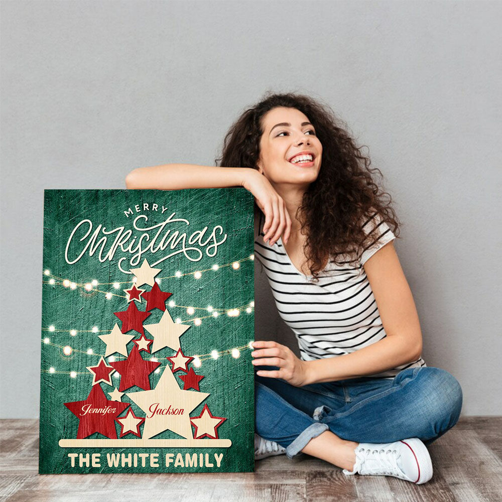 Personalized Name Canvas Wall Art Tree Design Best Christmas Gift