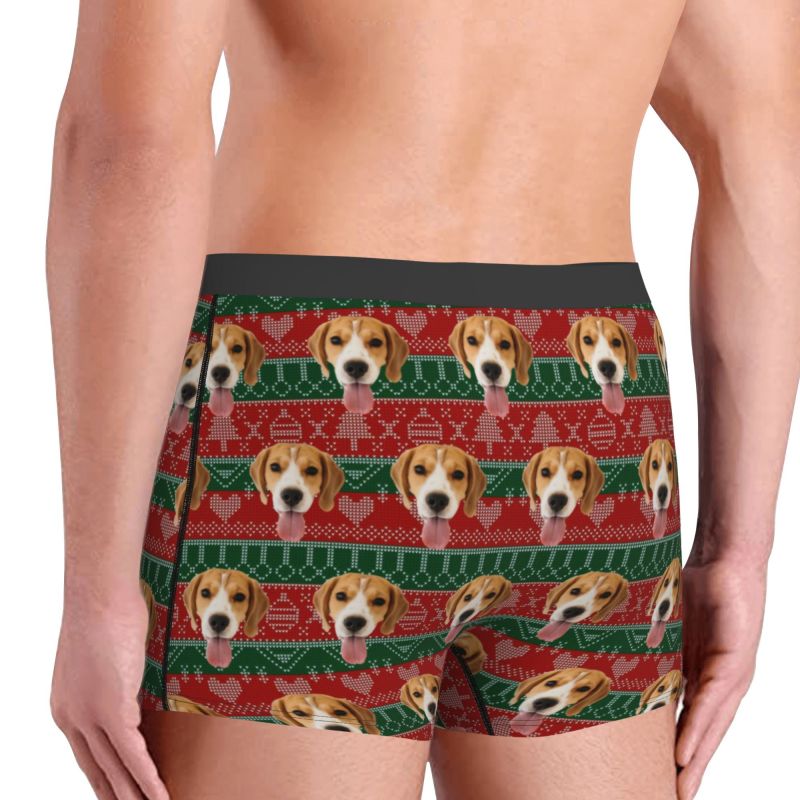 Personalized Photo Men's Underwear Boxer Briefs with Tree Pattern Unique Gift for Christmas