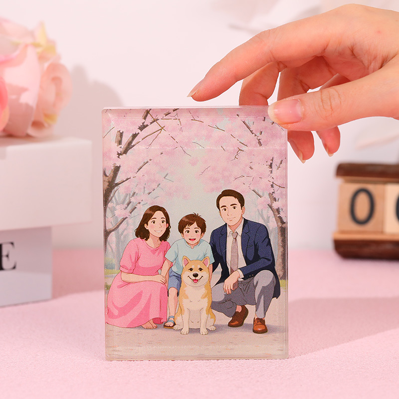 Personalized Ghibli Photo Style Acrylic Plaque Gift for Family