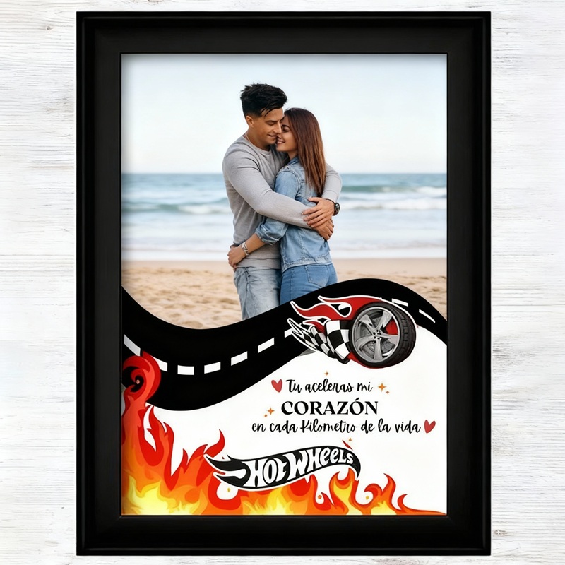 Personalized Frame Custom Toy Car and Photo Hot Wheels Design Romantic Gift for Couples